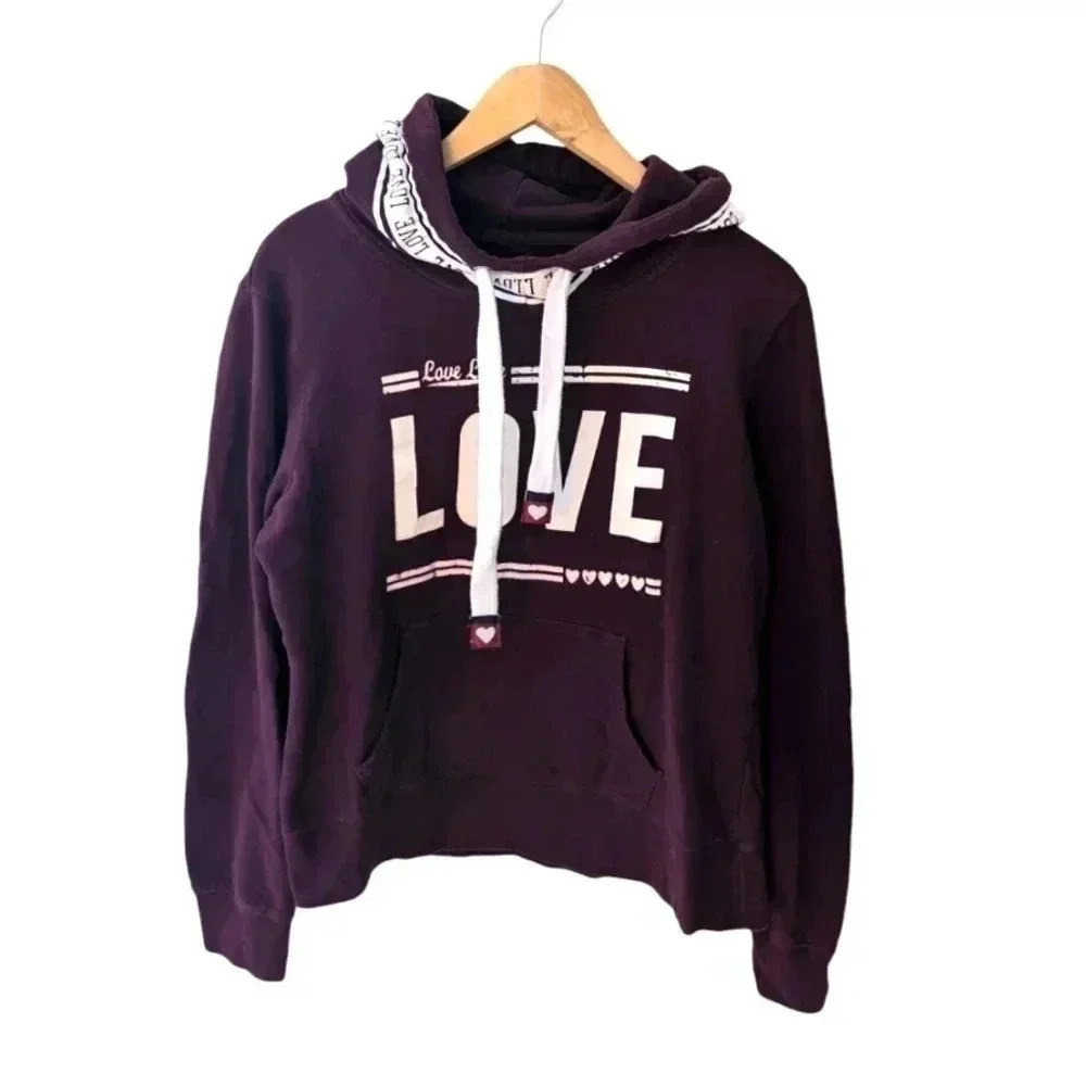Reflex Burgundy Womens Hoodies Casual Long Sleeve Pullover SZ L